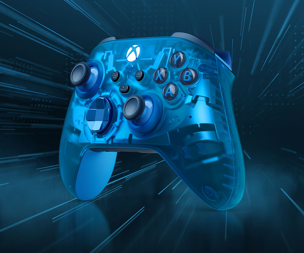 Ansicht des Xbox Wireless Controllers – Sky Cipher Special Edition von der rechten Seite