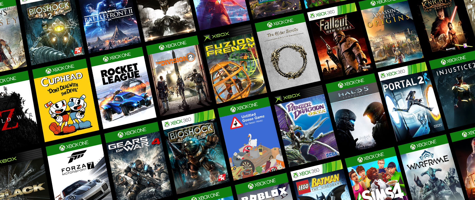 Collection d’images de boîtes de jeux Xbox One, Xbox 360 et Xbox originaux