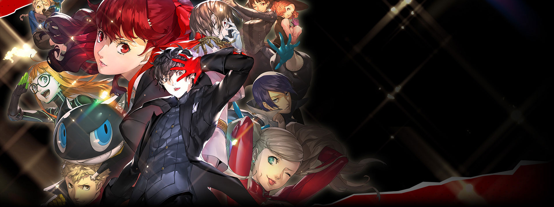 Joker poses with other persona characters posing behind him.