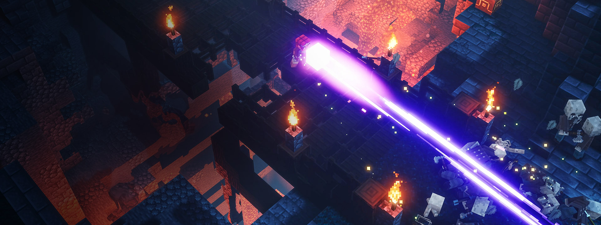 Personaje principal destruyendo enemigos disparando un rayo de plasma fuera de una caja