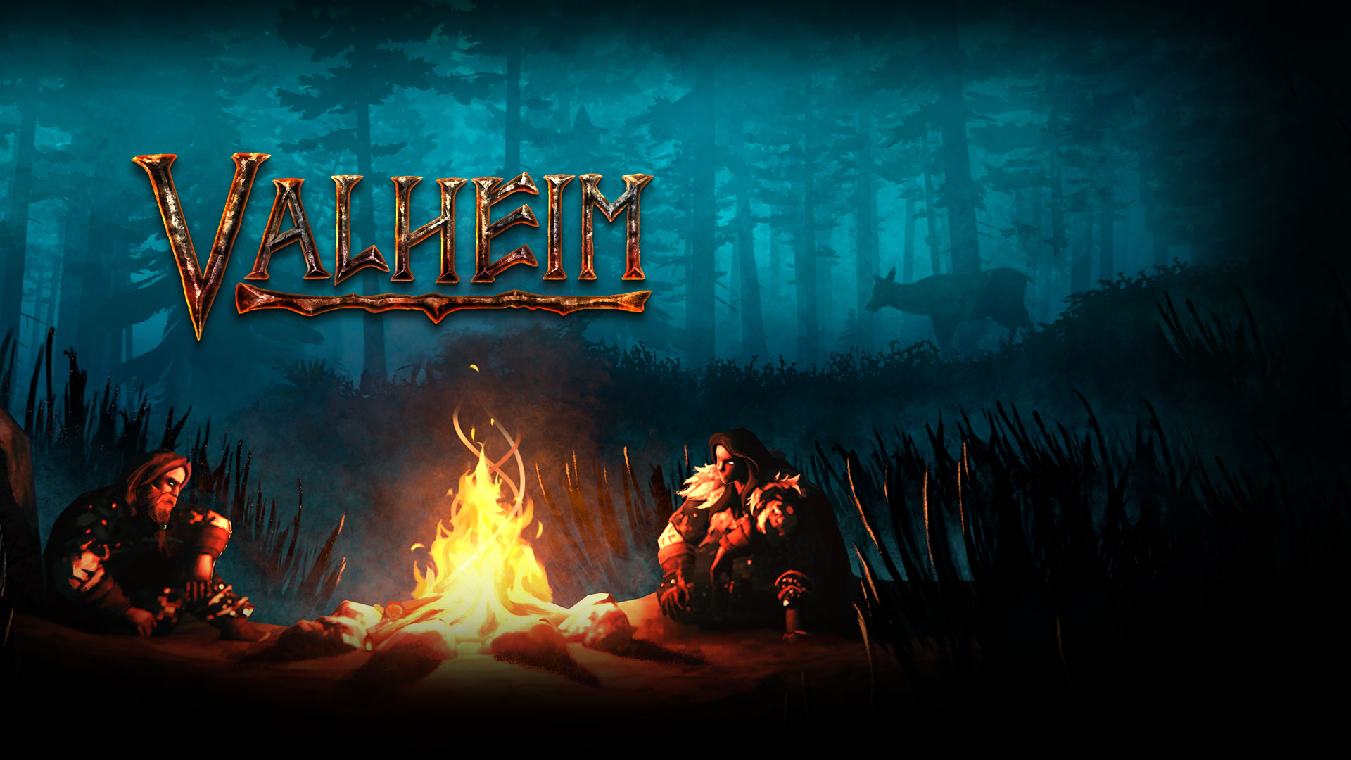 『Valheim』、焚火の周りに集まるバイキングの集団。