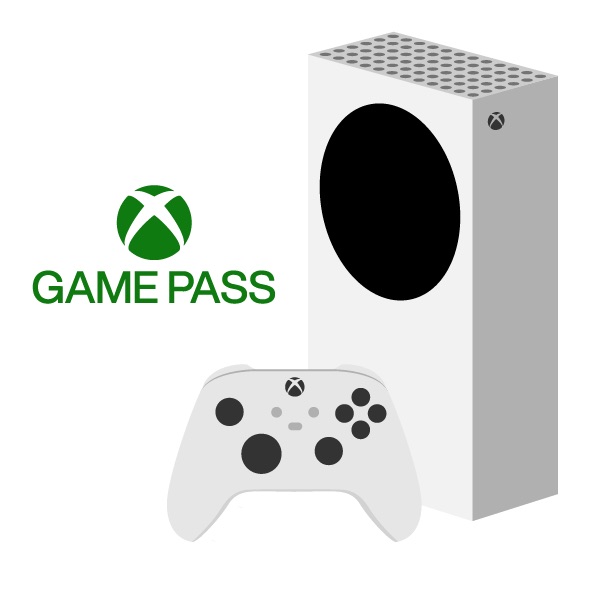 une xbox series s avec le logo xbox game pass