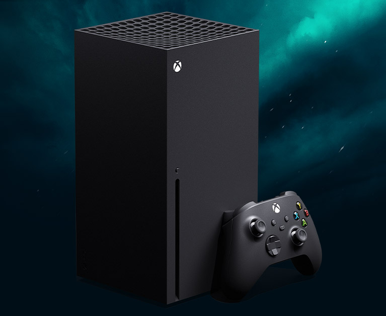 Console Xbox Series X e um controle