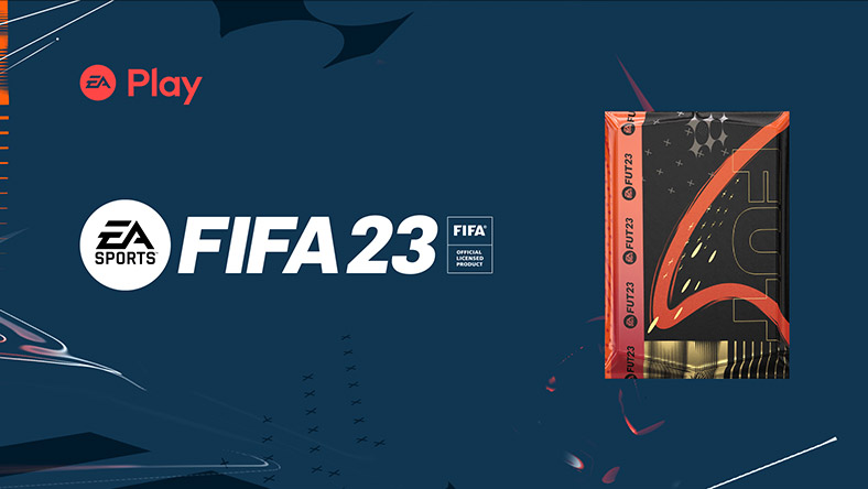 EA Play, EA Sports logos, FIFA 23, pack of FUT23 cards