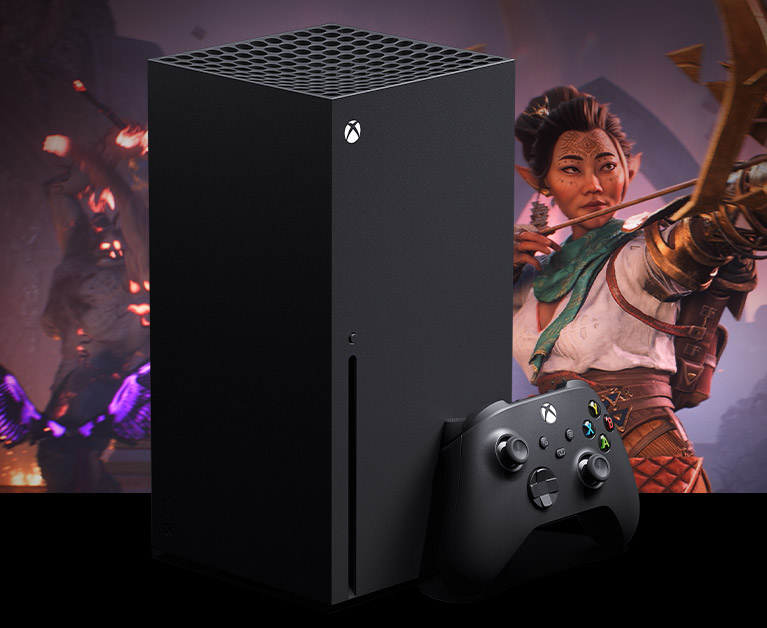 Xbox Series X の本体とコントローラー