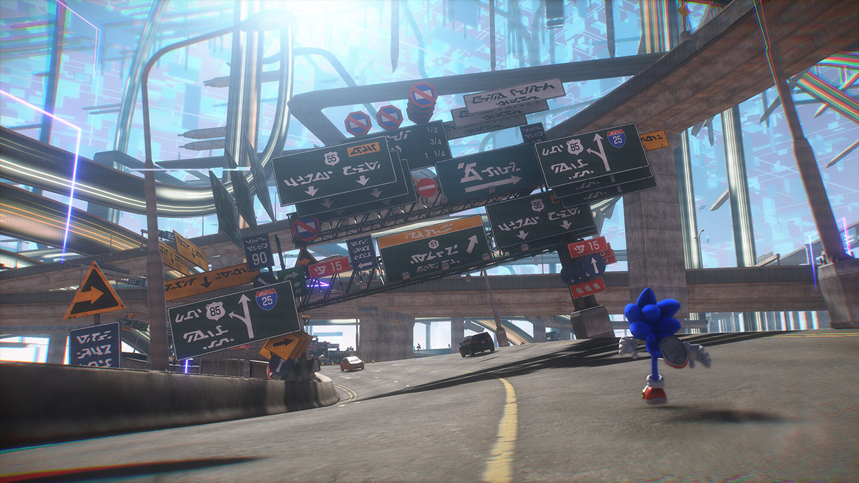 Reality bends and glitches as sonic runs through Cyber Space