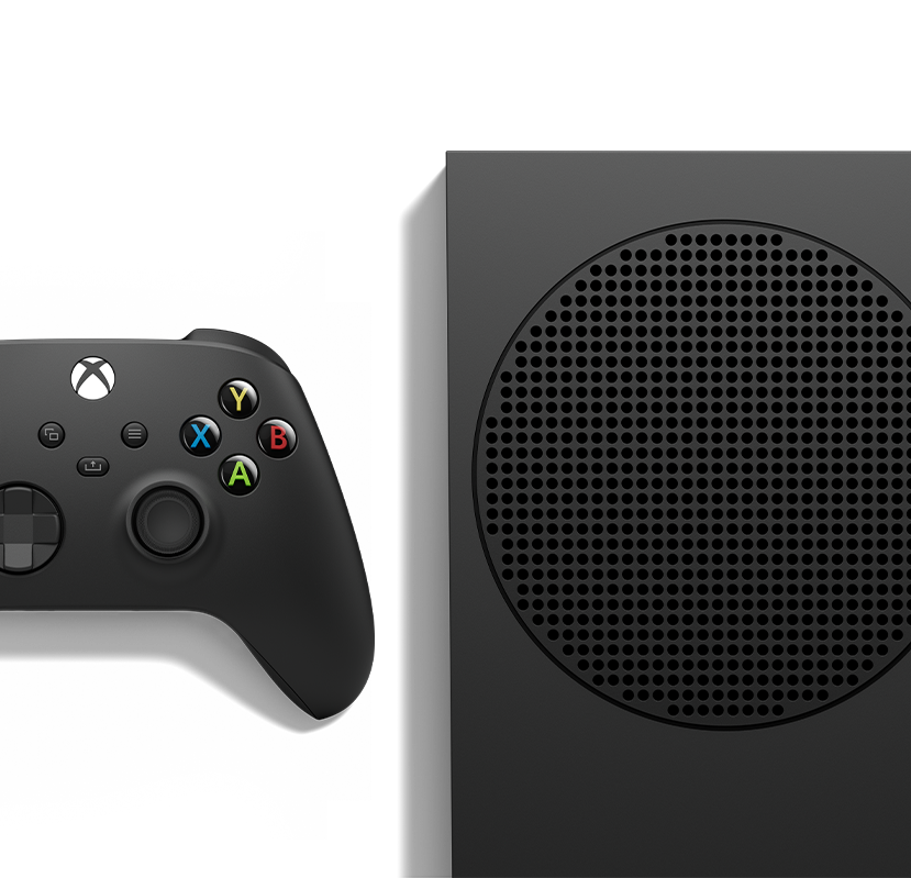 Front of the Xbox Series S with Xbox Wireless Controller