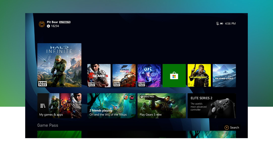 Динамический домашний экран на Xbox Series X.