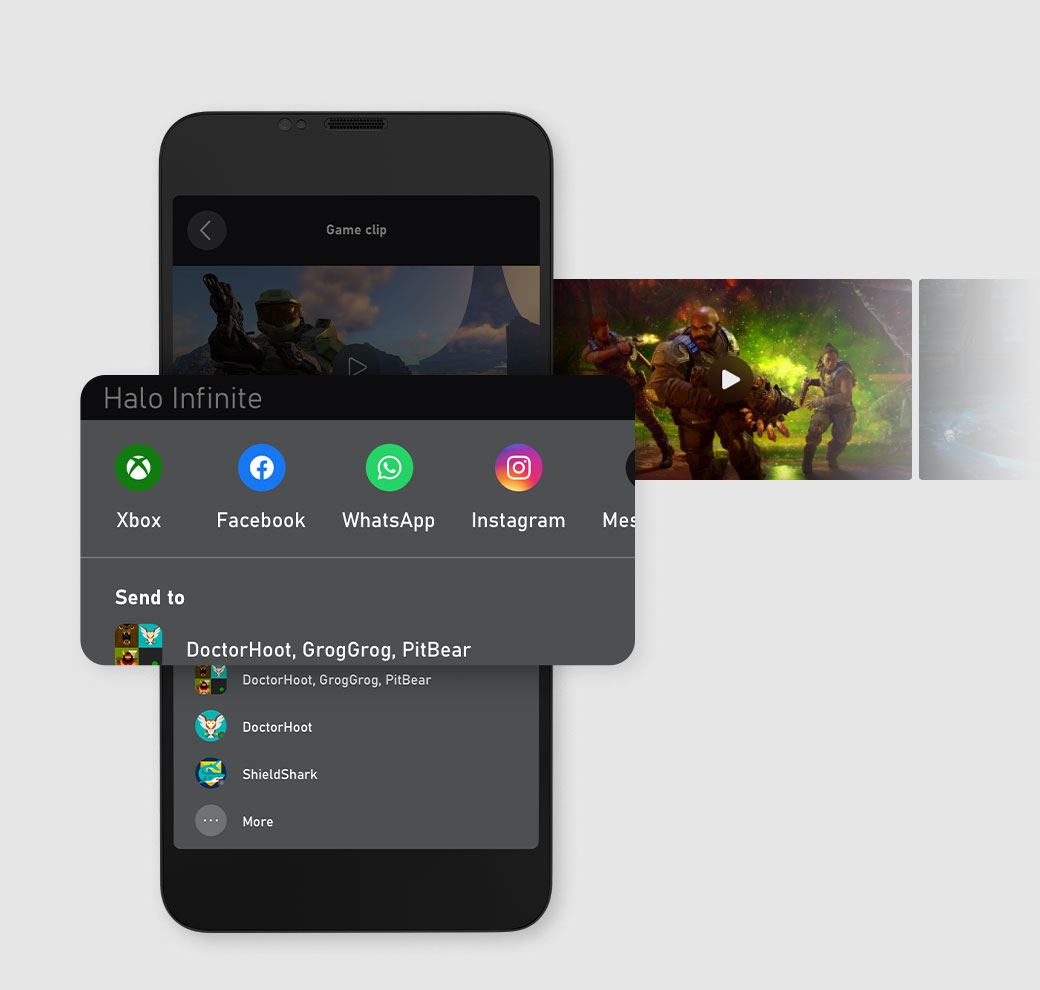 Xbox, Facebook, WhatsApp, Instagram 등의 공유 옵션을 면밀히 볼 수있는 Xbox 응용 프로그램에서 공유 스크린 샷