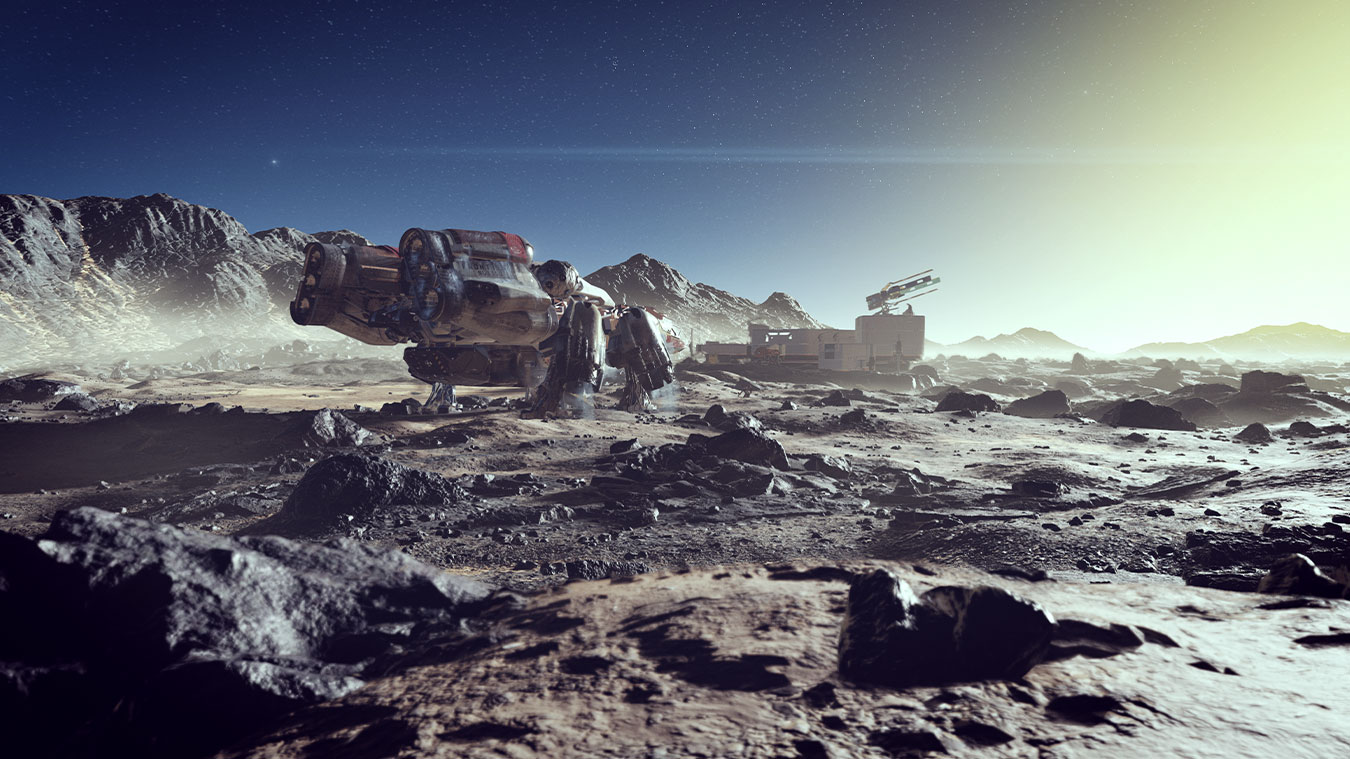 update main gallery with image: A ship and a settlement on a rocky terrain