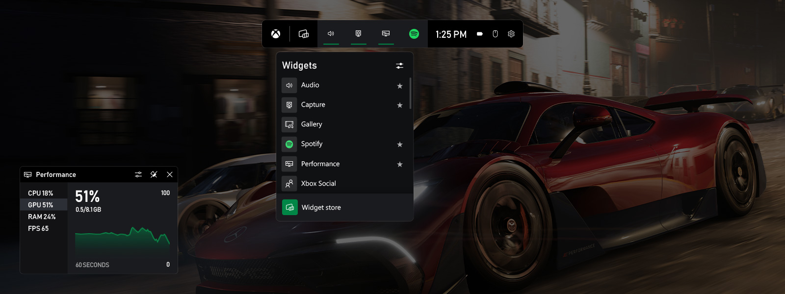 Captura de pantalla de la herramienta de recursos en el panel de Xbox