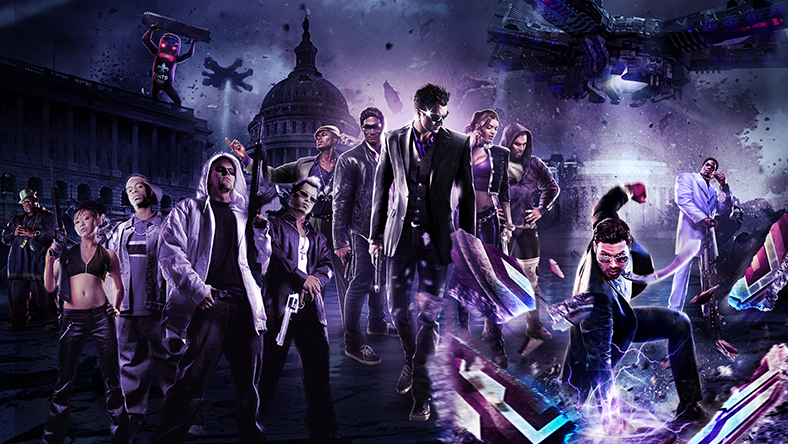 Various characters from Saints Row titles in a variety of casual and action poses.