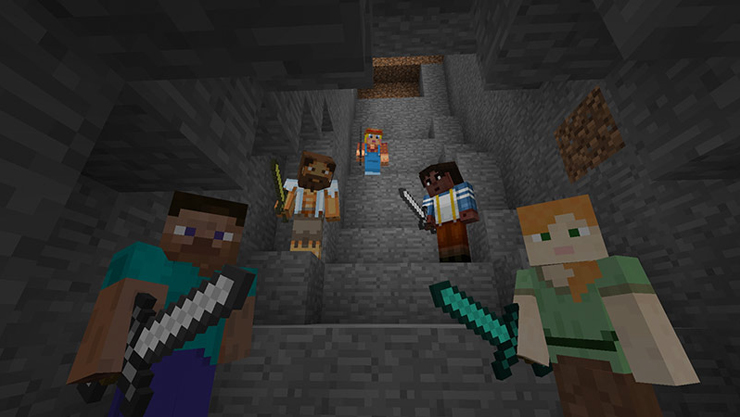Groupe d'amis jouant à Minecraft
