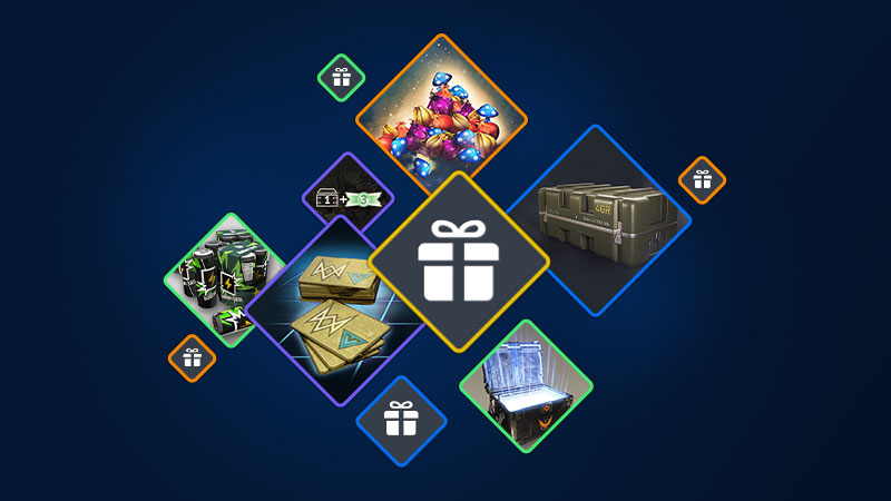 A diamond design motif displaying various kinds of in-game rewards.