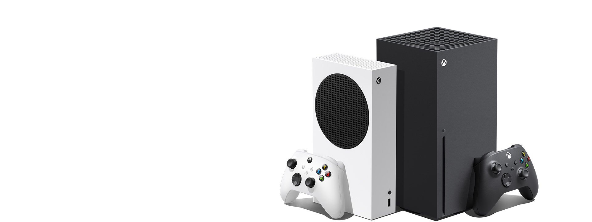 Xbox Series X y Xbox Series S con Controles inalámbricos Xbox que hacen juego