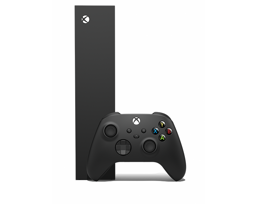 Side panel view of the Xbox Series S – 1TB Carbon Black with Xbox Wireless Controller – Carbon Black
