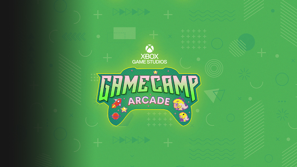 Xbox Game Camp Arcade logo featuring space and dinosaurs.