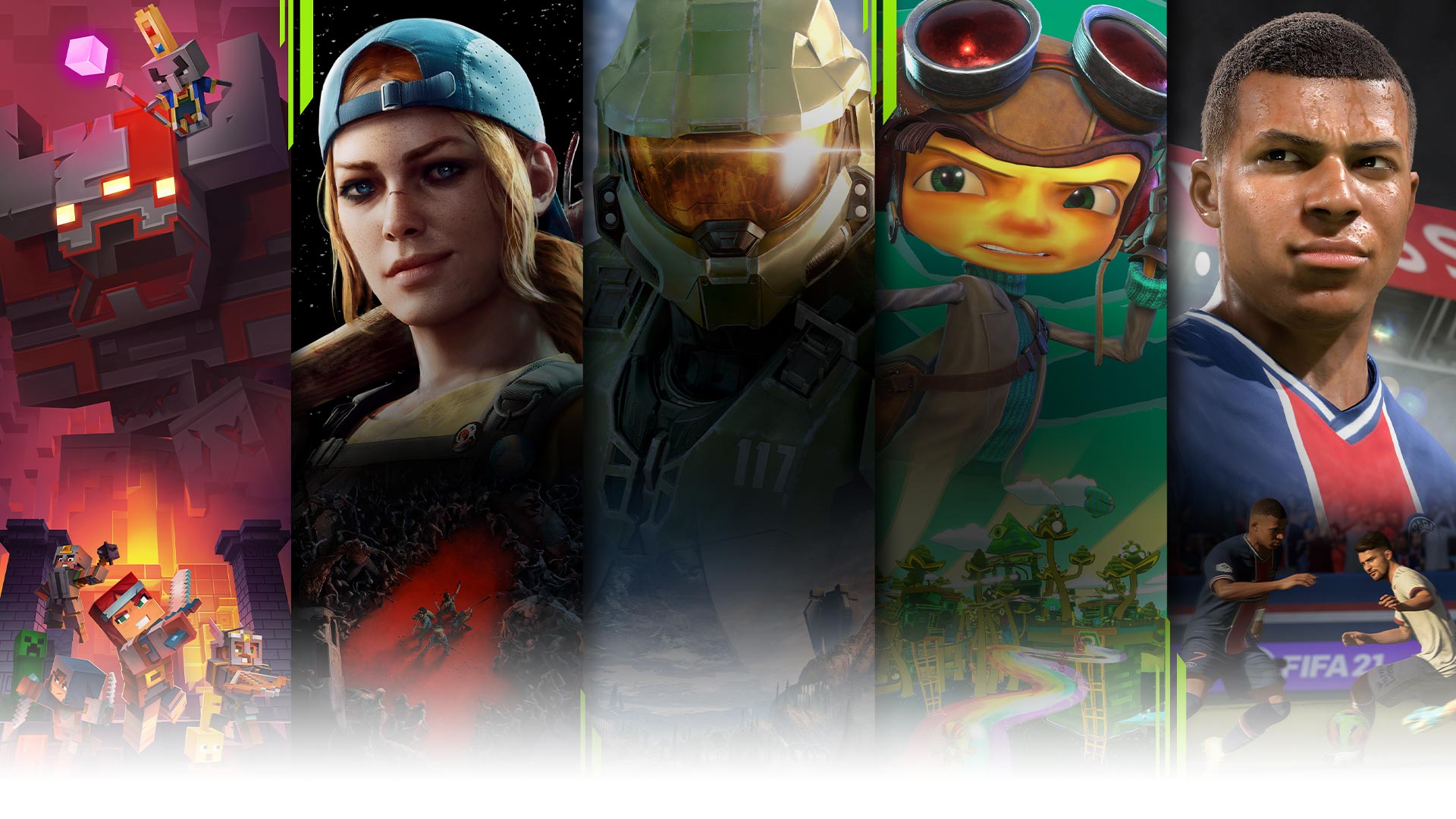 Mosaic of Minecraft, Back for Blood, Halo Infinite, Psychonauts 2 and FIFA 22