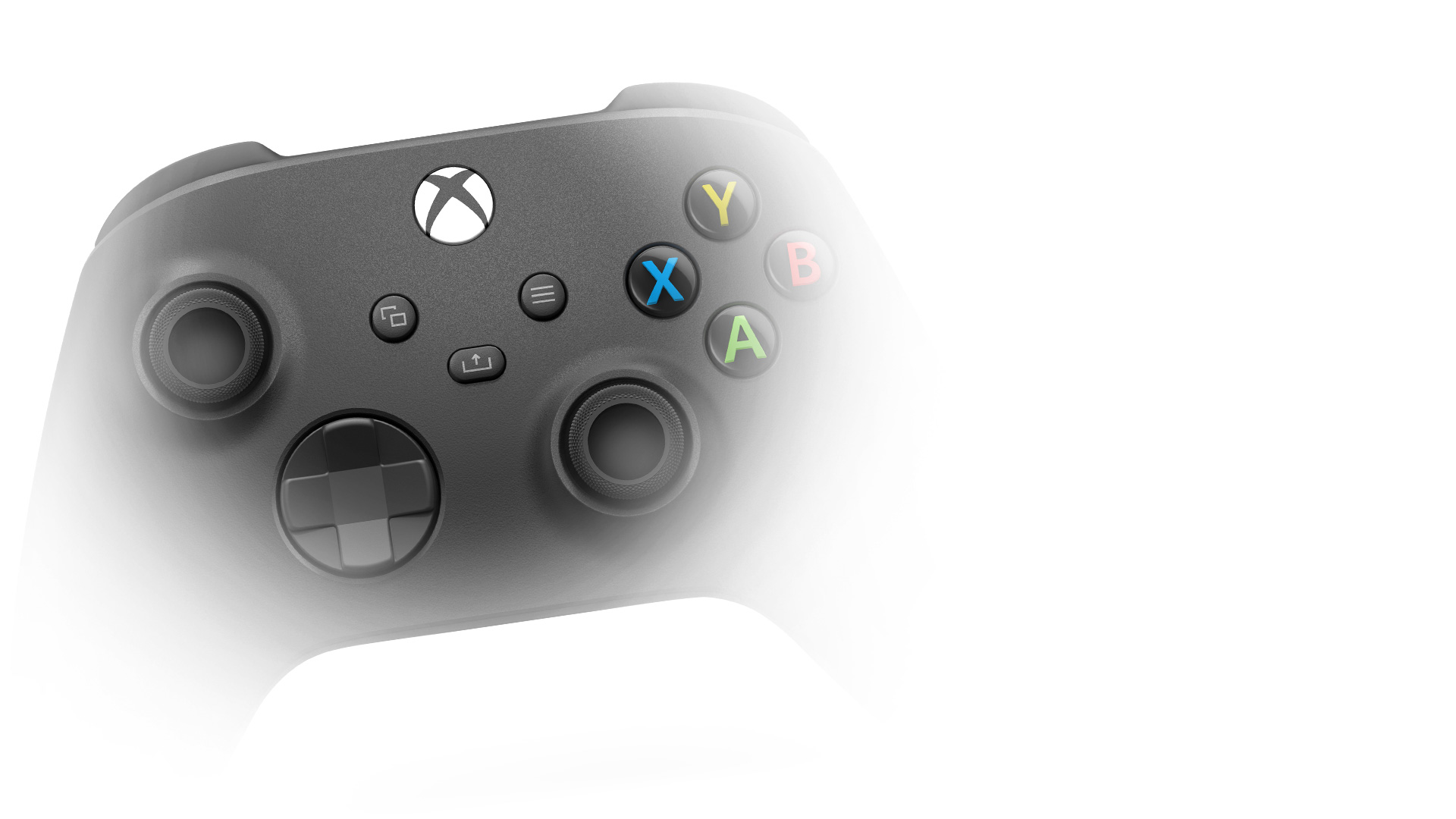 Side angle view of the Xbox Wireless Controller – Carbon Black