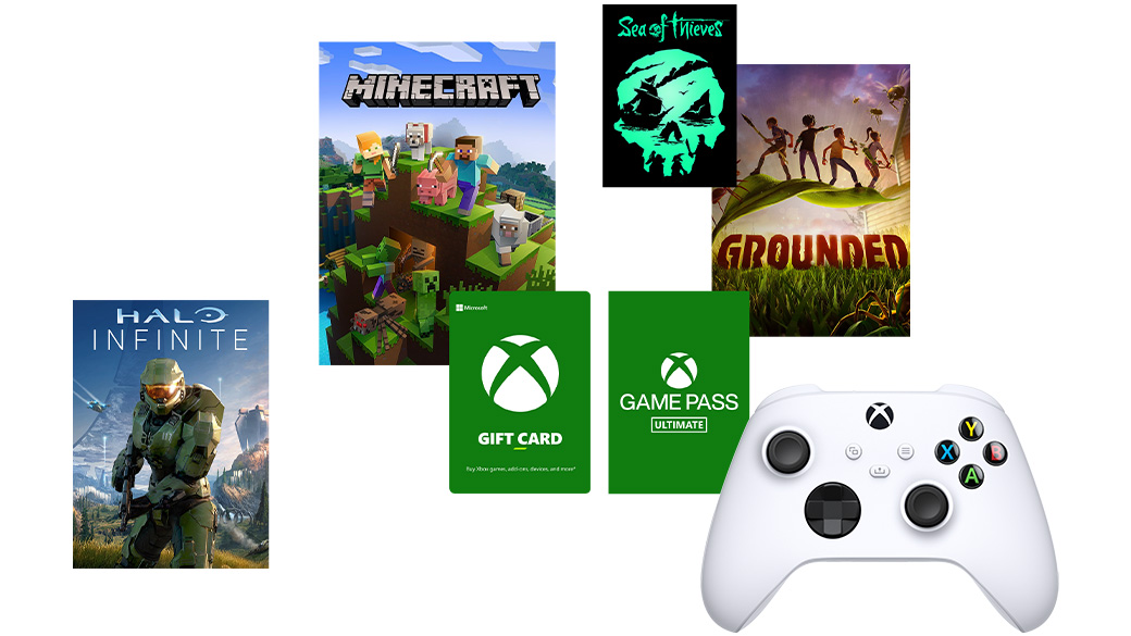 Items you can redeem your rewards points for, including an Xbox controller, gift cards and games.