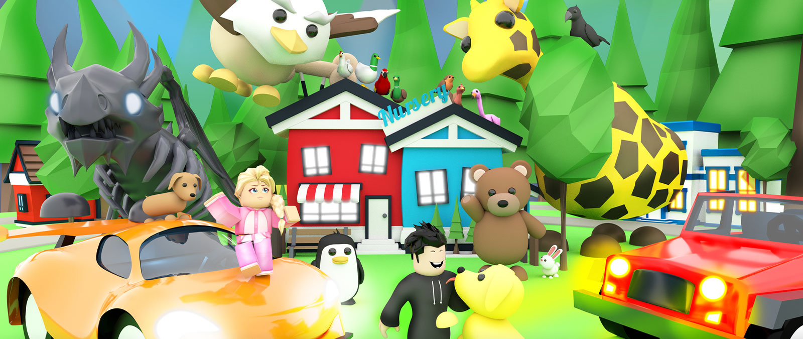 Characters and animals from Roblox Adopt me