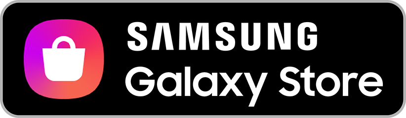 Botão com o logotipo da Samsung Galaxy Store e texto Samsung Galaxy Store