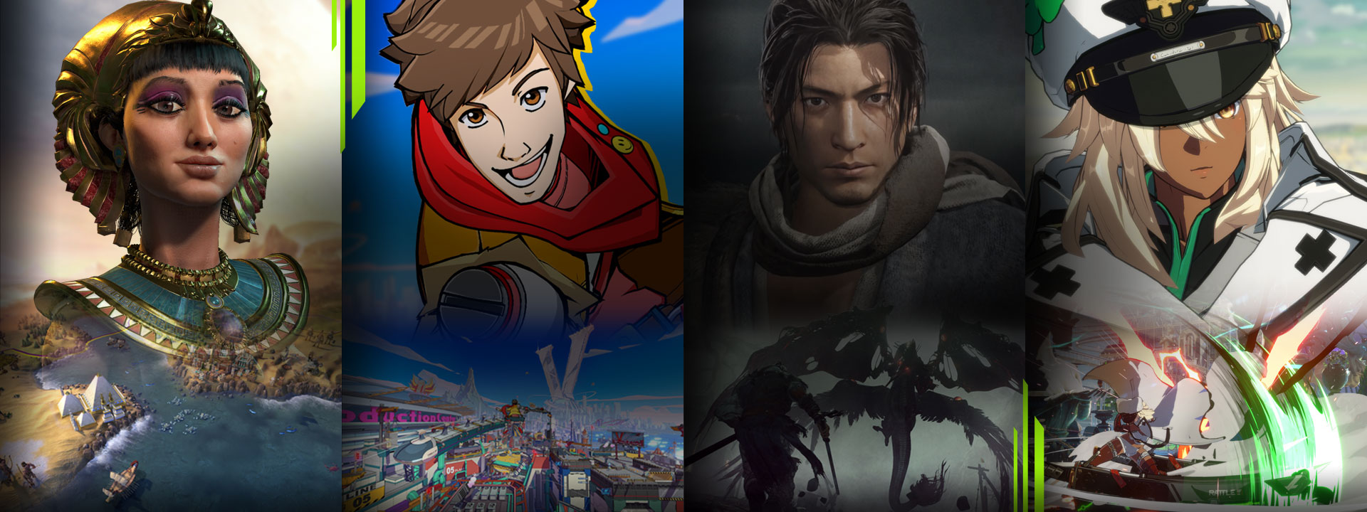 A selection of games available with PC Game Pass including Sid Meier's Civilization VI, Hi-Fi Rush, Wo Long: Fallen Dynasty and Guilty Gear Strive.