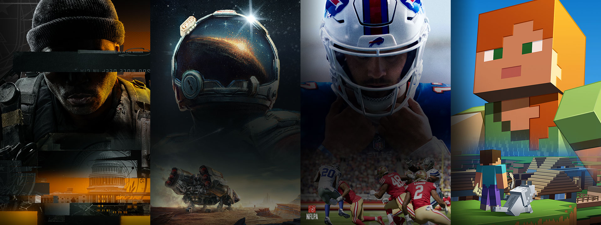 透過 Game Pass 提供的精選遊戲包括《決勝時刻：黑色行動 6》、《Starfield》、《Madden NFL 24》和《Minecraft》。