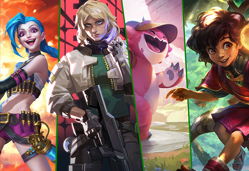 Een verzameling personages uit populaire pc- en mobiele games uitgegeven door Riot Games.