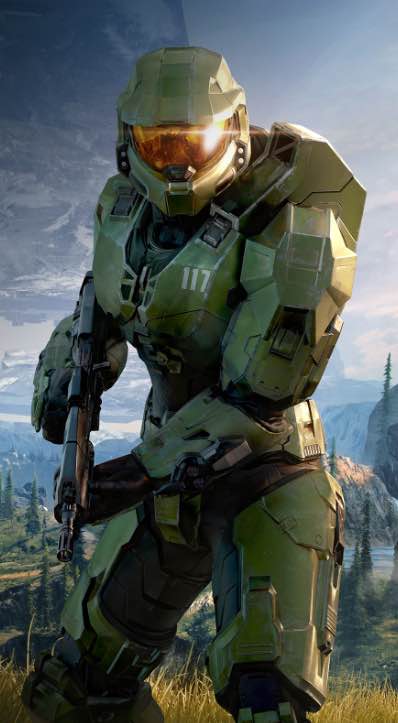 Halo Infinite Master Chief trzymający karabin szturmowy