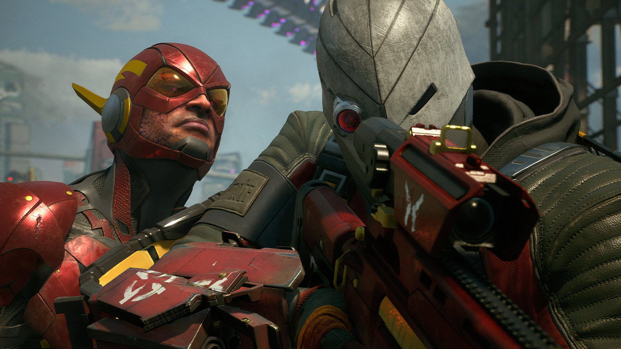A corrupted Flash sneaks up on Deadshot.
