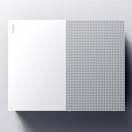 上から見た Xbox One S 本体の詳細ビュー