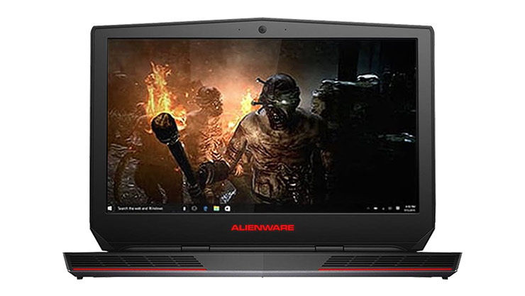 Un portátil de Alienware que muestra la pantalla del ordenador de sobremesa