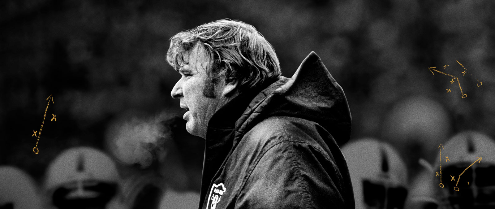 John Madden exhales water vapour in the cold.