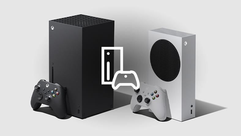 Xbox Series X 和 Xbox Series S 主机和控制器，以及主机图标