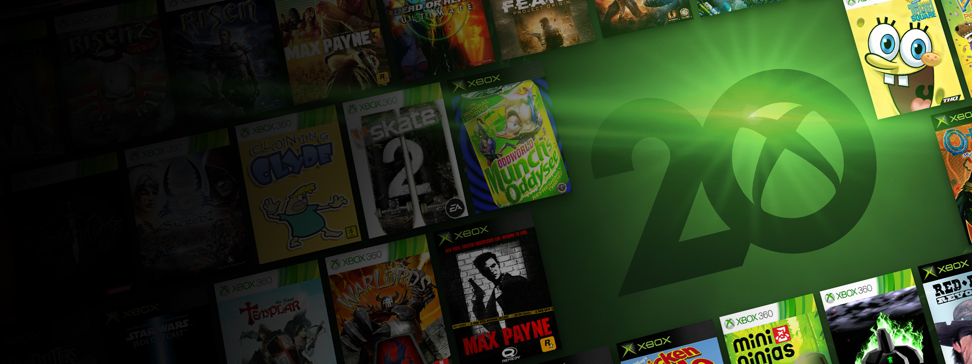 Samling coverbilder av Xbox One-, Xbox 360- og originale Xbox-spill