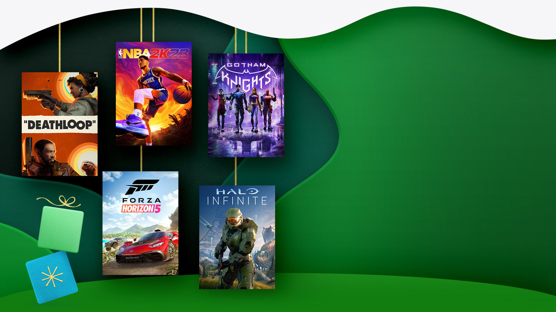 A collection of games available in the Xbox Black Friday Sale, including DEATHLOOP, NBA 2K23, and Gotham Knights.