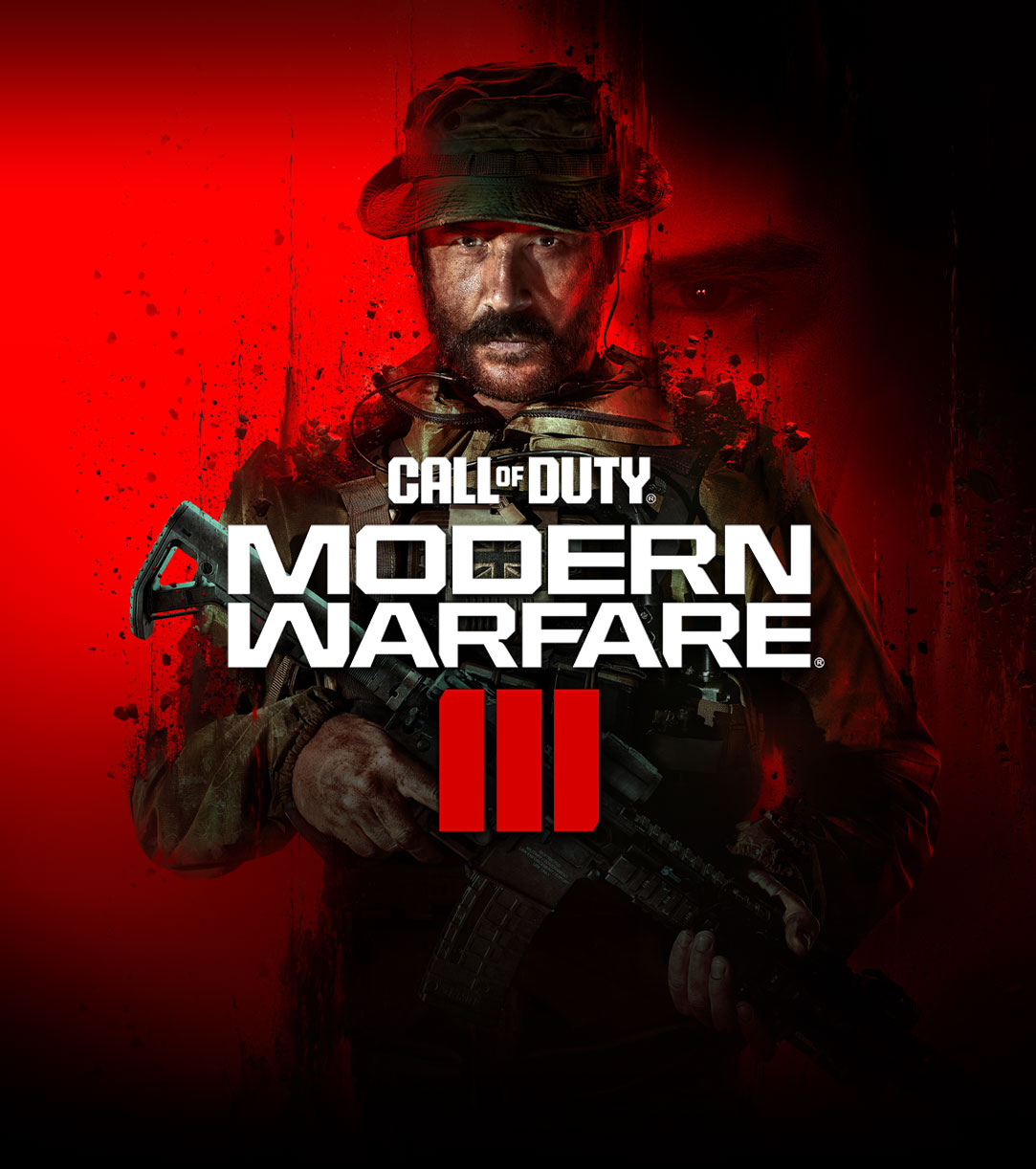 Call of Duty®: Modern Warfare® III, John Price, de pie, cubierto de suciedad y sosteniendo un arma que apunta hacia abajo, con una mirada de determinación.