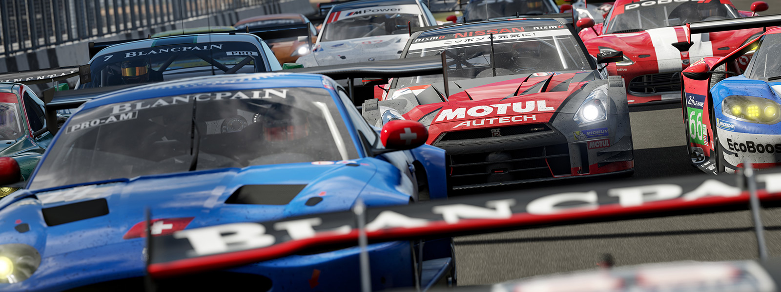 Vista frontal da linha de partida de uma corrida Forza do jogo Forza Motorsport 7