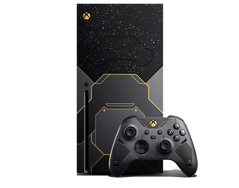 Back of the Xbox Series X Halo Infinite Limited Edition console
