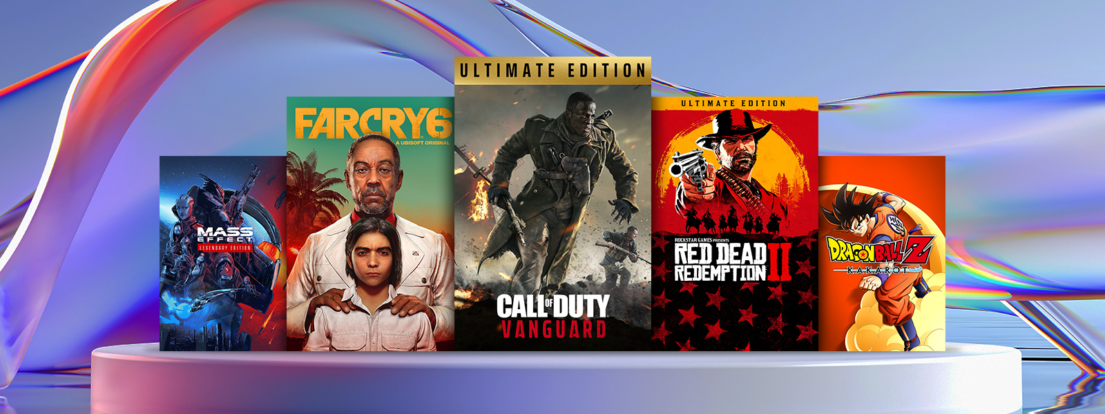 Box art from games that are part of the Super Saver Sale, including Mass Effect Legendary Edition, Call of Duty: Vanguard - Ultimate Edition, and Red Dead Redemption II.