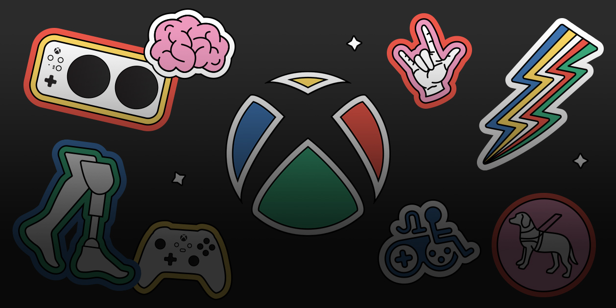 Disability Pride. The Xbox sphere surrounded by various representations of disabilities.