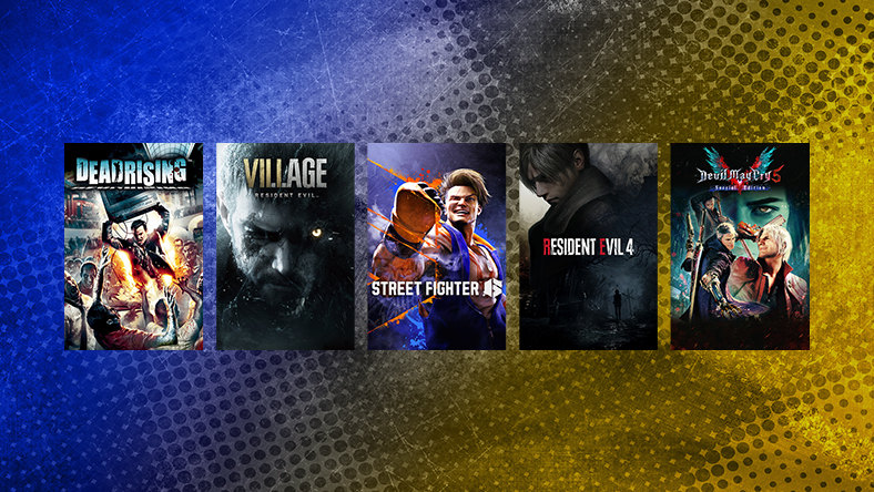 Box art of games included in the Capcom Publisher Sale, including Street Fighter 6, Resident Evil Village, and Resident Evil 4.