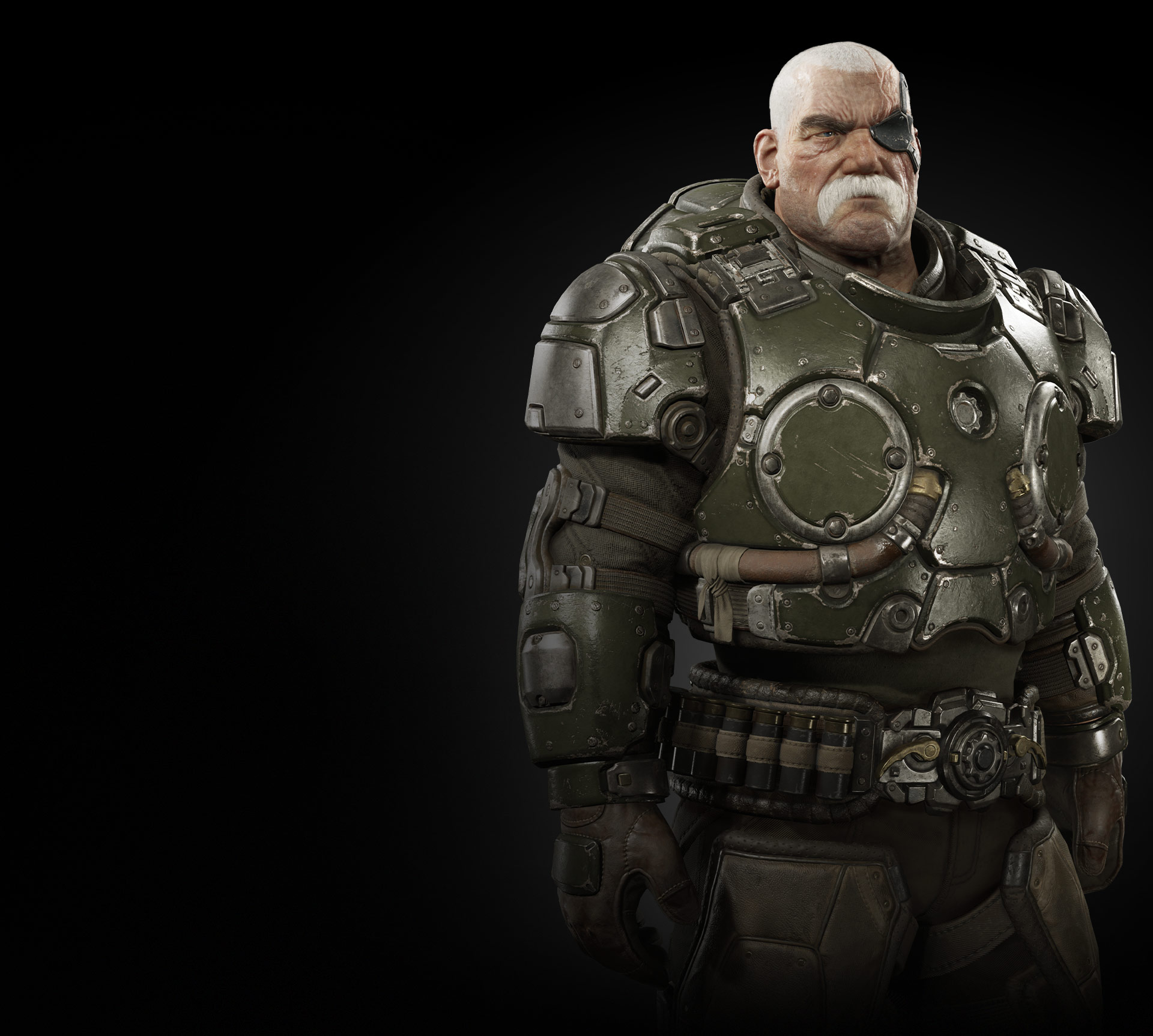 Поясное изображение персонажа Сида Редберна из игры Gears Tactics