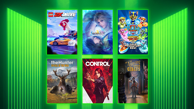 Box art from games that are part of the Publisher Spotlight Series Sale, including theHunter: Call of the Wild™, Control, and The Amazing American Circus.