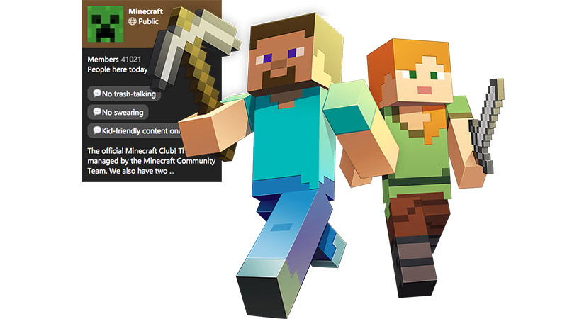 Joueurs Minecraft qui discutent dans une conversation du Club