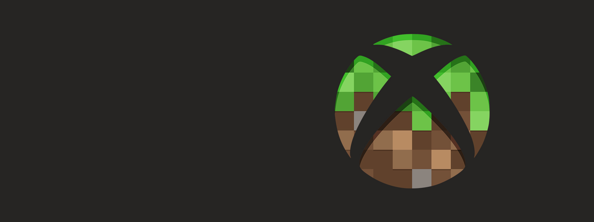 Xbox logo over a Minecraft textured background.