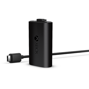 Szczegółowy widok na akumulator Xbox + kabel USB-C