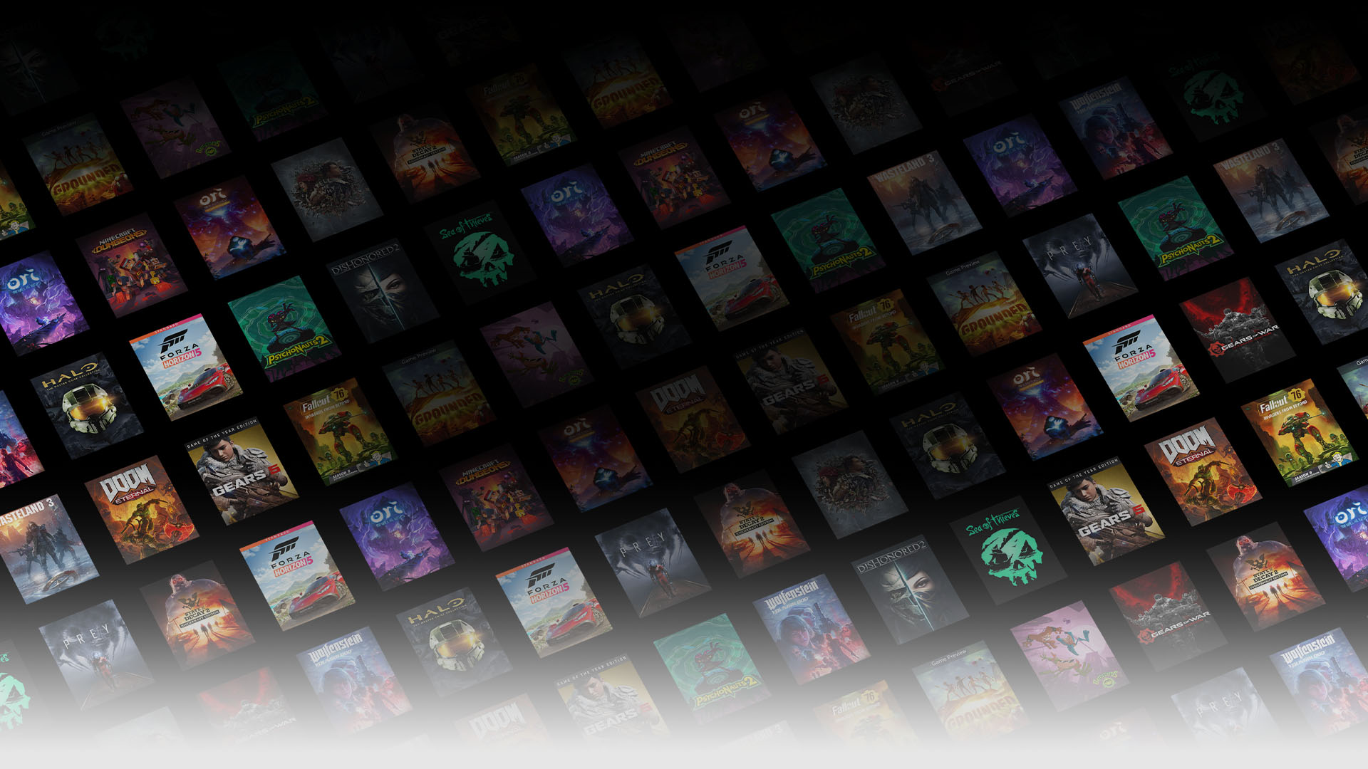 En samling av coverbilder for spill som er tilgjengelig med Xbox Game Pass