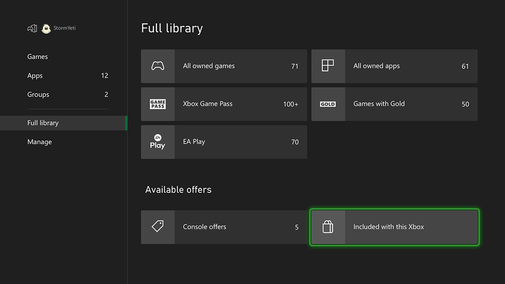 Krav digitala direkta erbjudanden i din Xbox Library -inlösning i konton